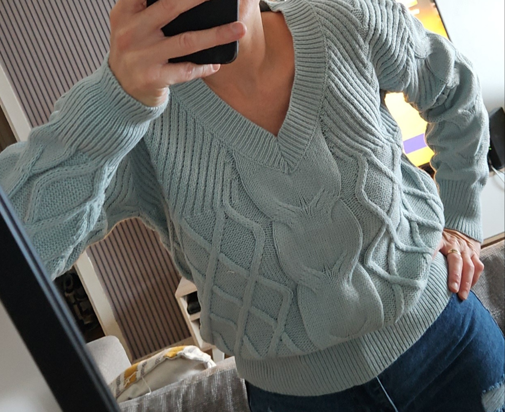 Pull en maille, torsadé