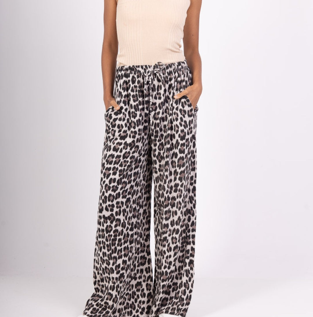 Pantalon imprimé gaz de coton