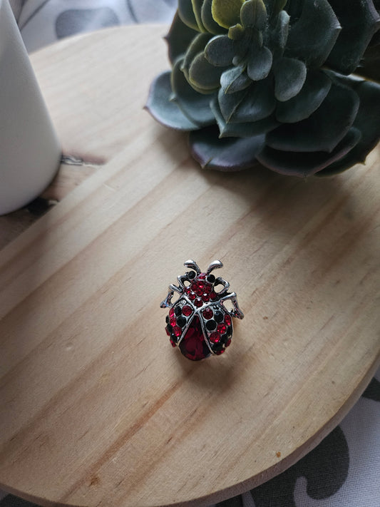 Bijoux broche insecte , perle rouge,et noires