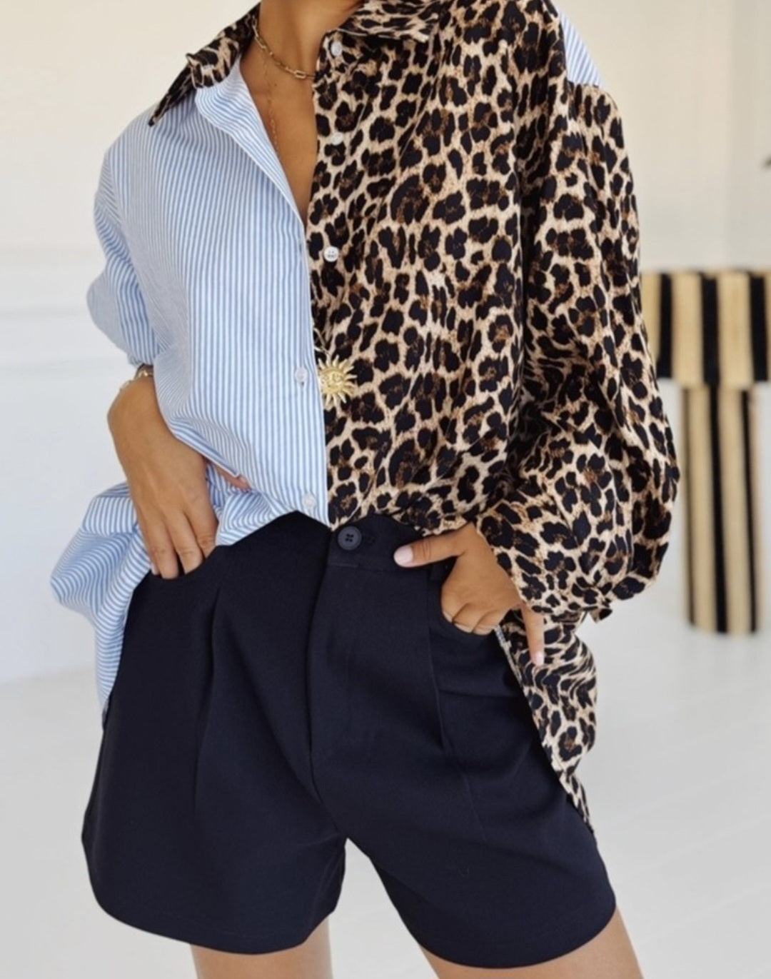 Chemise leopard/rayures