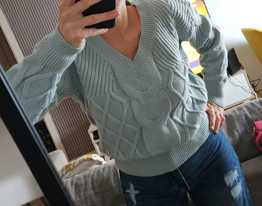 Pull en maille, torsadé