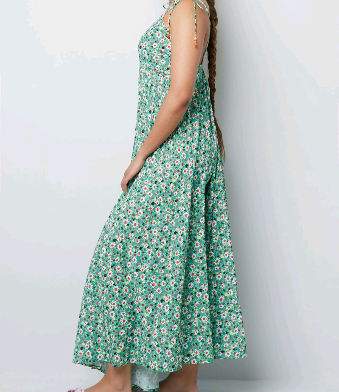 Robe longue florale summer verte