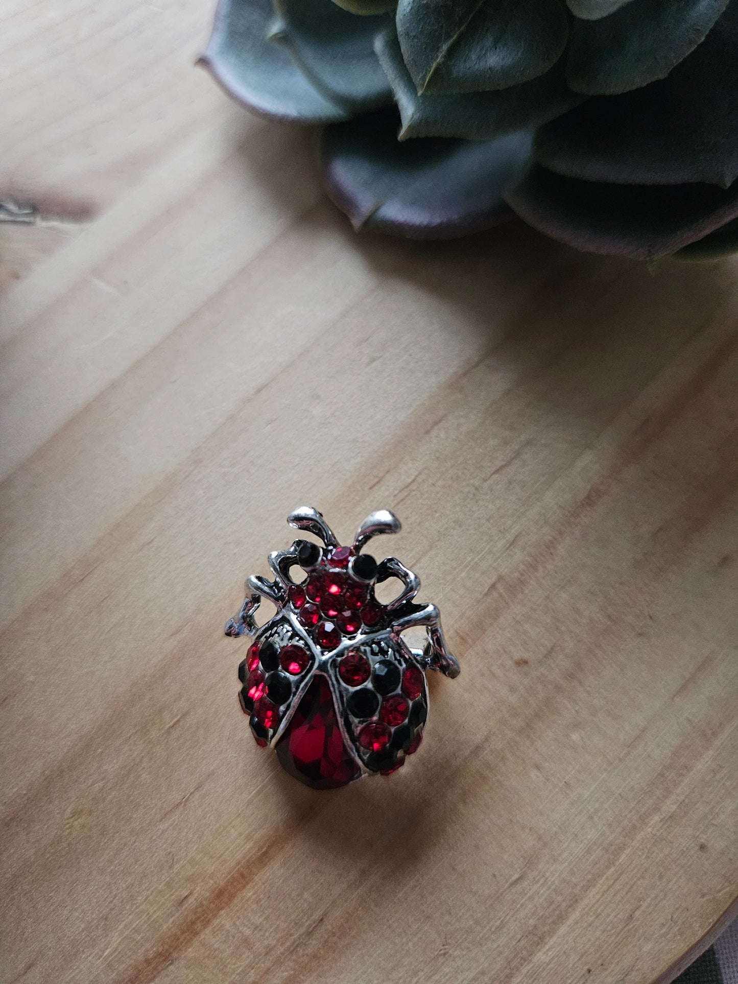 Bijoux broche insecte , perle rouge,et noires