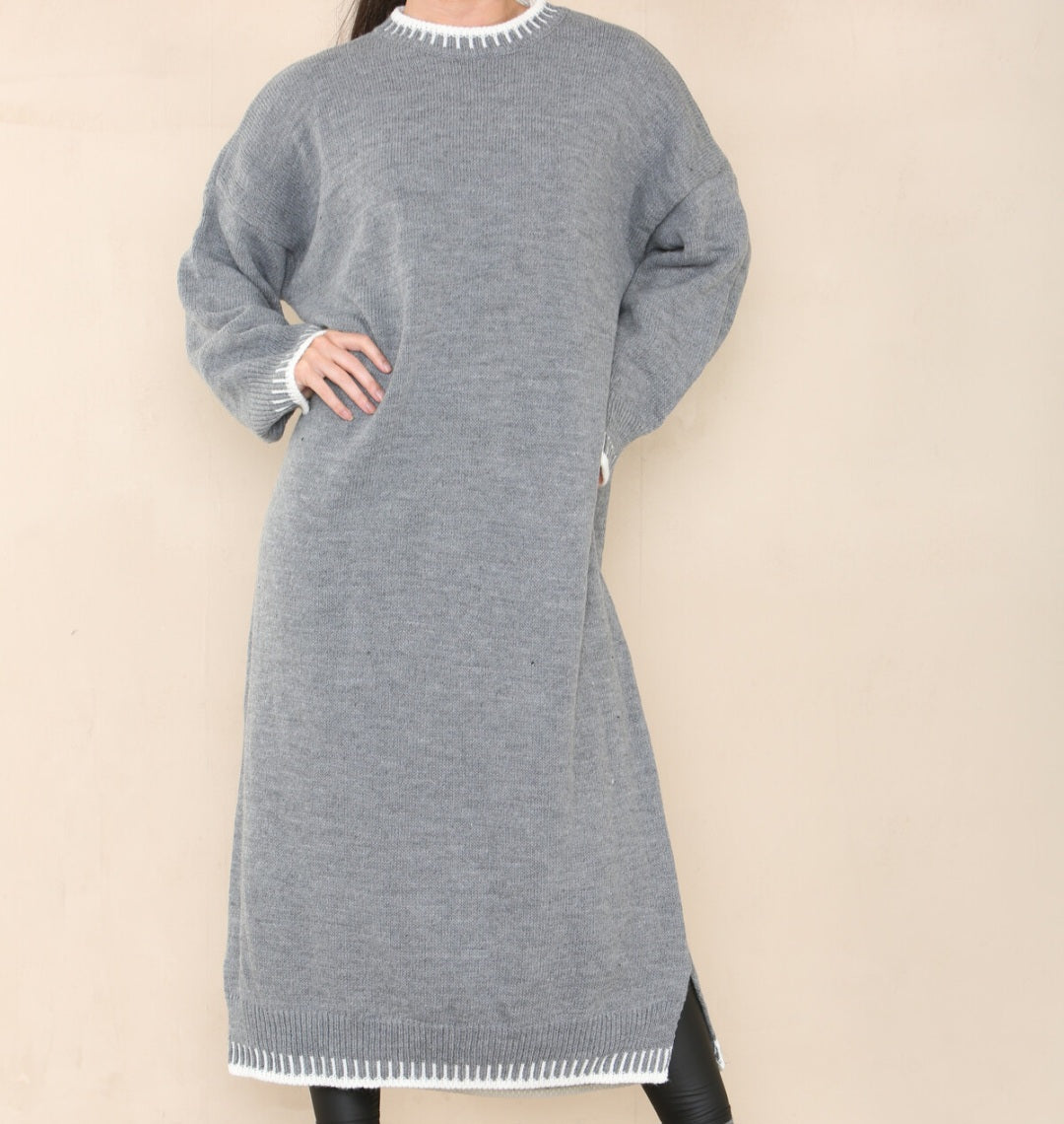 Robe-pull longue Hiver en beige, gris, noire ou kaki