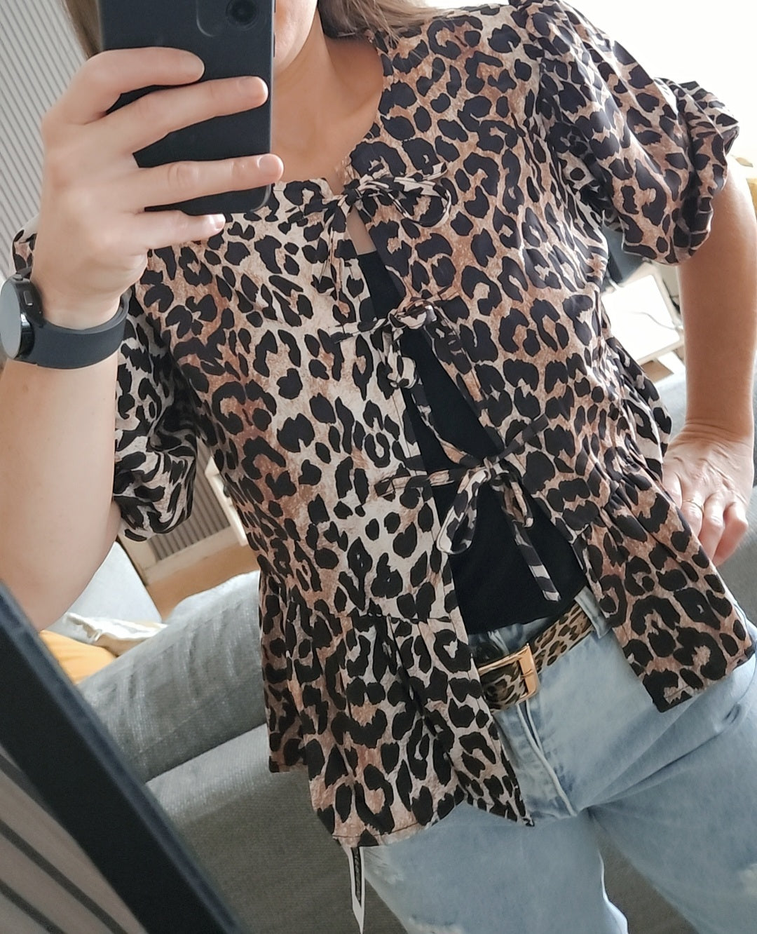 Blouse léopard à noeud