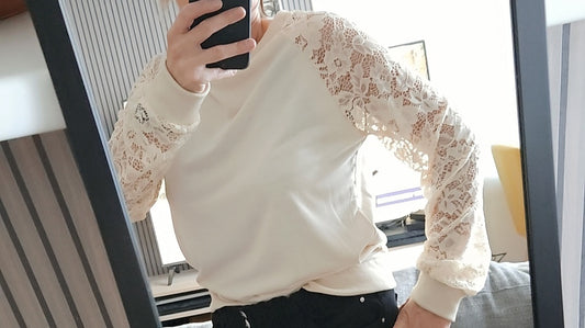 Sweat-shirt manches en dentelle