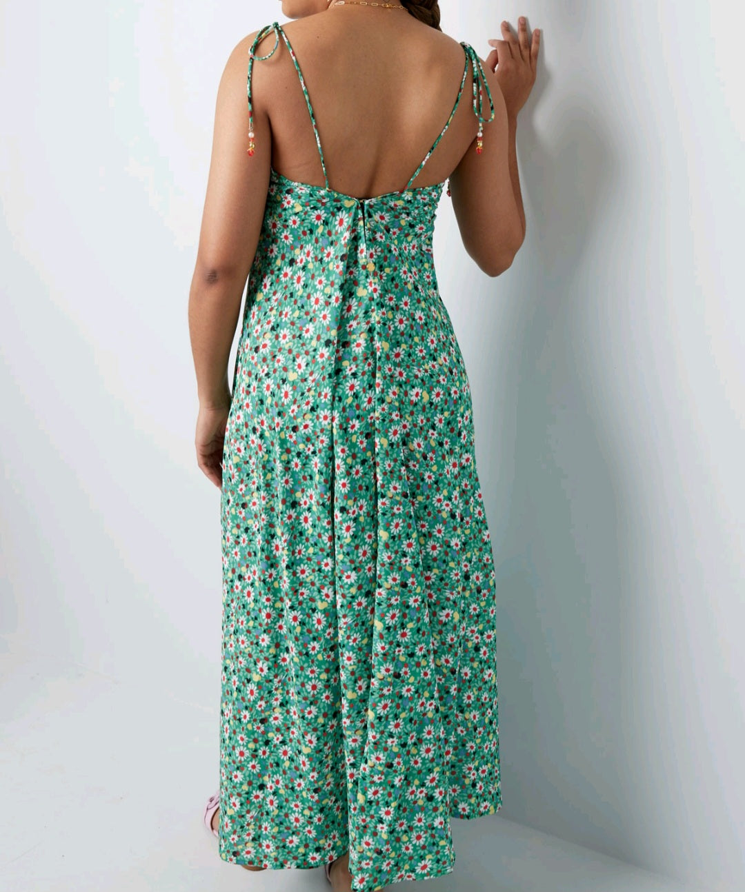 Robe longue florale summer verte