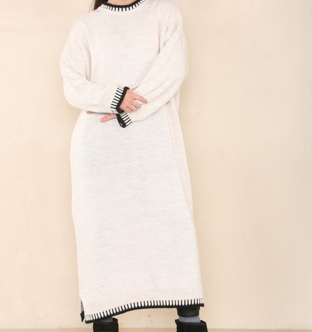 Robe-pull longue Hiver en beige, gris, noire ou kaki