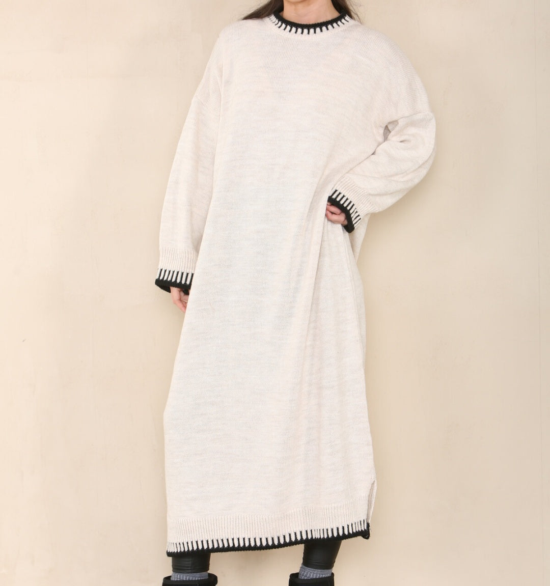 Robe-pull longue Hiver en beige, gris, noire ou kaki